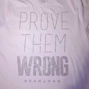 Diddy Sean John Combs White Shirt Size Large Prove Them Wrong Rhinestone Design
